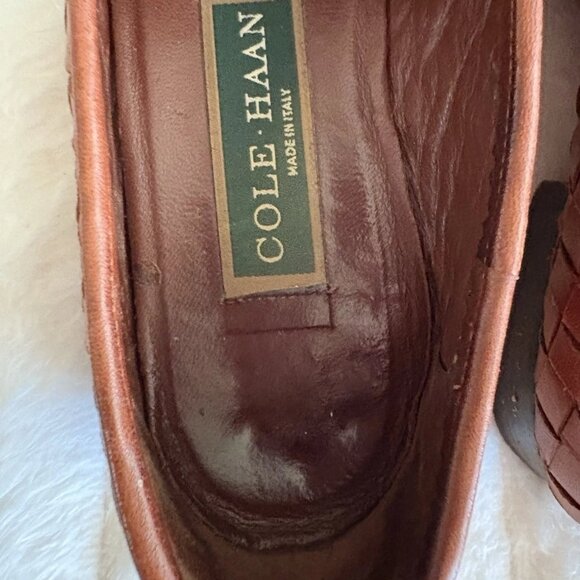 Cole Haan Brown Leather Woven Loafers Slip On Women’s Sz 5 1/2 B - Picture 2 of 6